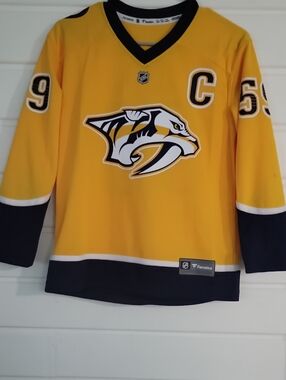 Fanatics Youth Predators Gold and Navy Captain Hockey Jersey